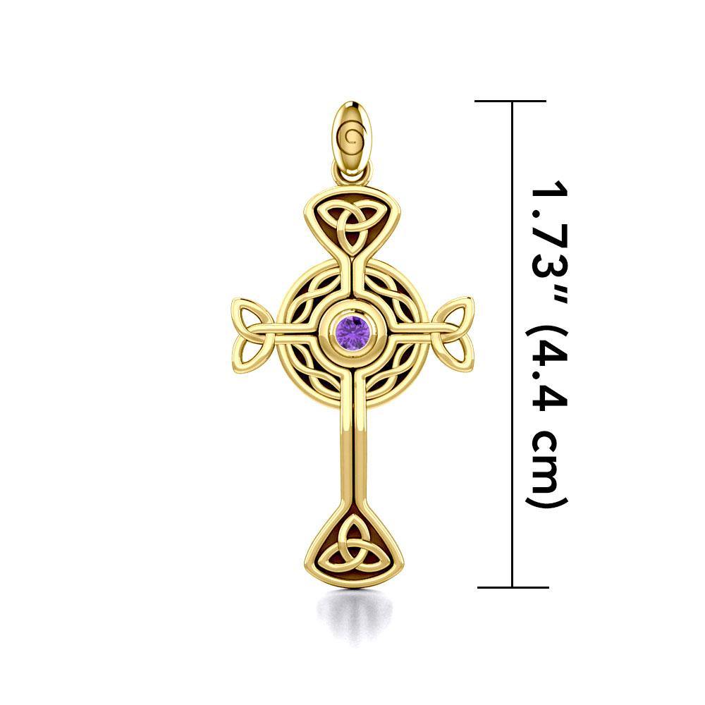 Spiritual and divine focus ~ Solid Gold Modern Celtic Cross Pendant GTP1370
