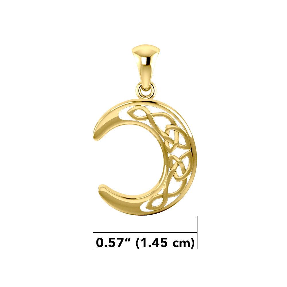 Celtic Crescent Moon Solid Gold Pendant GTP2963