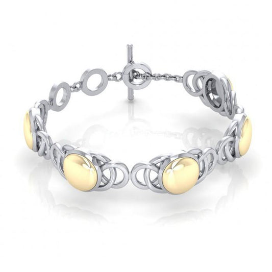 Danu Celtic Knotwork Sterling Silver and Gold Accent Bracelet MBL119