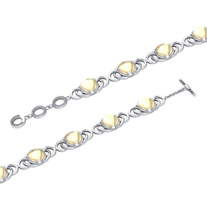 Danu Celtic Knotwork Sterling Silver and Gold Accent Bracelet MBL119