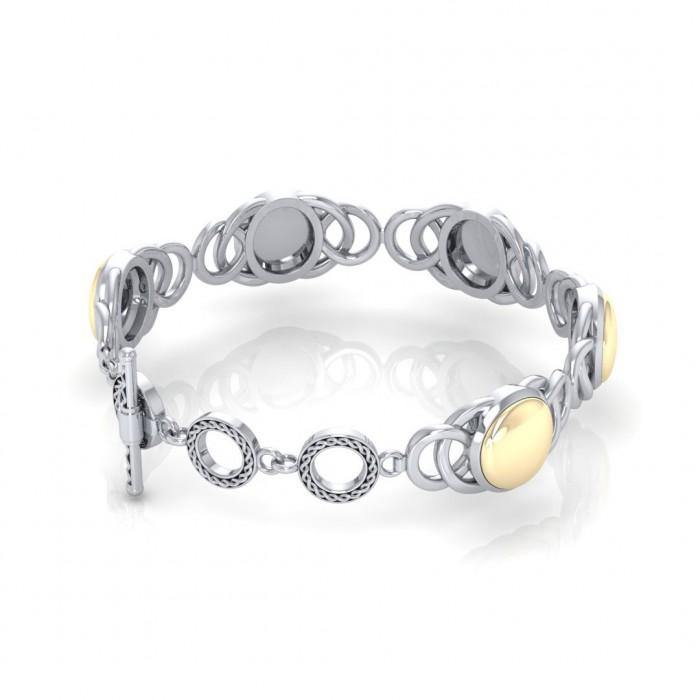 Danu Celtic Knotwork Sterling Silver and Gold Accent Bracelet MBL119
