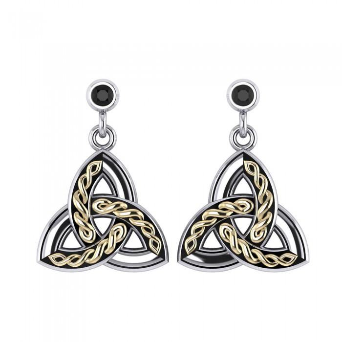 Celtic Trinity Knot Silver and Gold Post Earrings MER705