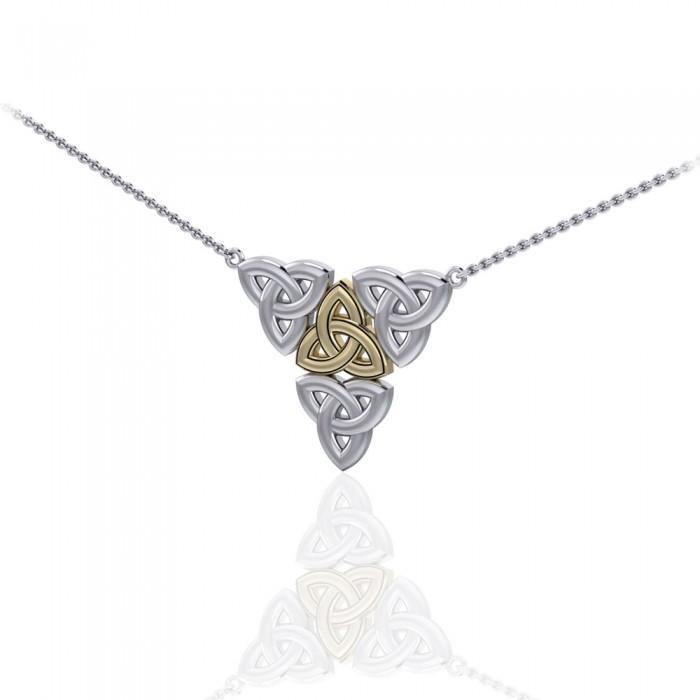 Celtic Trinity Silver and Gold Necklace MNC220