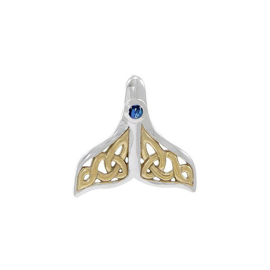 Celtic Whale Tail Sterling Silver and 14K Vermeil Gold Accent Pendant MPD071