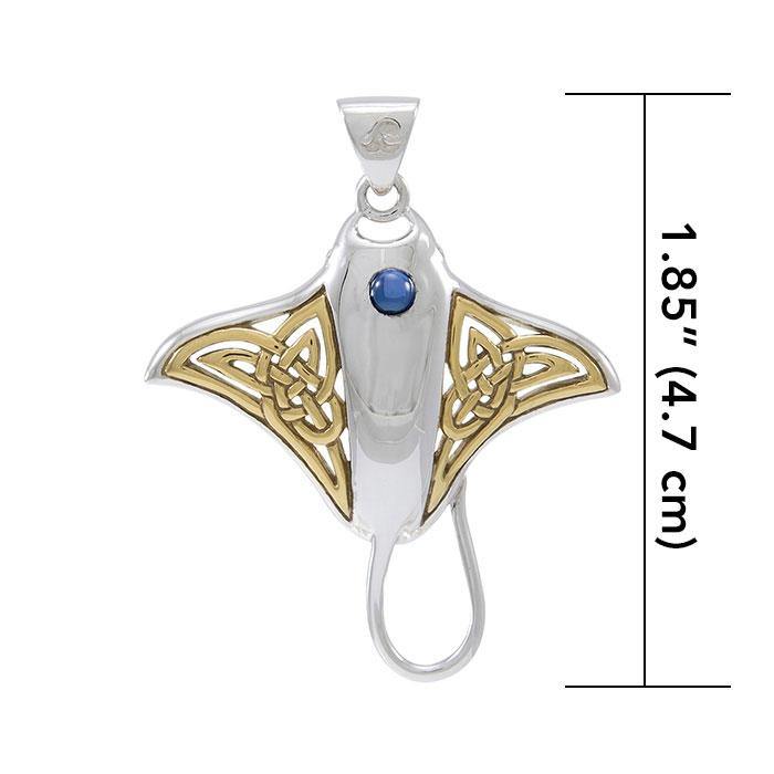Celtic Manta Ray Sterling Silver and Vermeil Gold Accent Pendant MPD072
