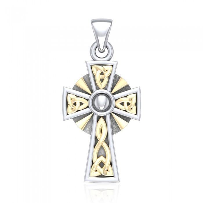 Celtic Cross Silver & 18k gold accents Pendant MPD1806
