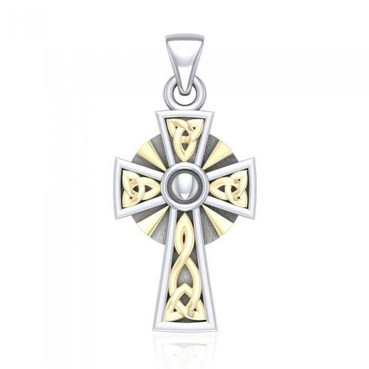 Celtic Cross Silver & 18k gold accents Pendant MPD1806