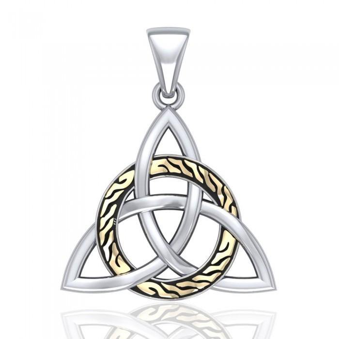 Celtic Trinity with Braid Silver with 18k gold accents Pendant MPD1813