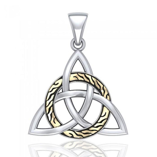 Celtic Trinity with Braid Silver with 18k gold accents Pendant MPD1813