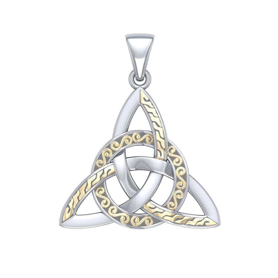 Braided Celtic Triquetra Silver and 18k Gold Accent Pendant MPD1814