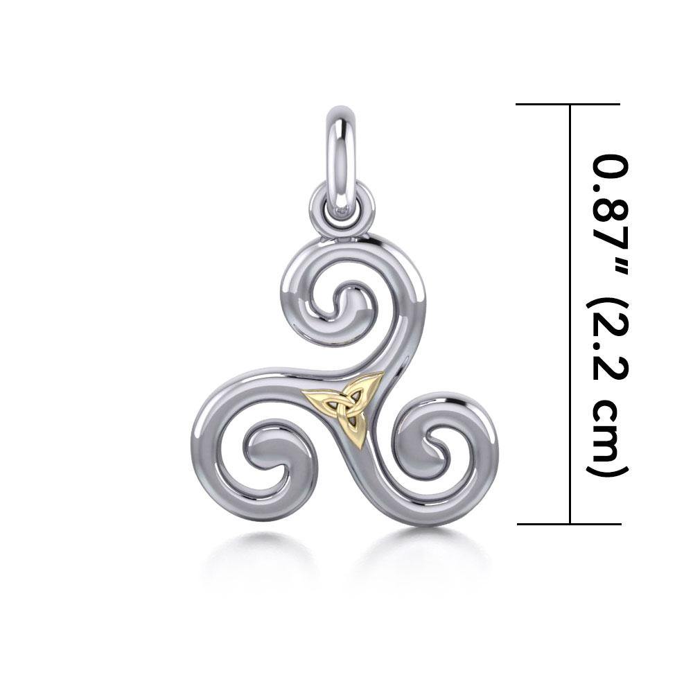 Celtic Triskele Silver & 18k gold accents Pendant MPD1815