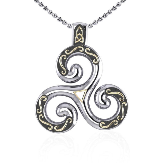Celtic Triskele Sterling Silver and 18K Gold Accent Pendant MPD1818