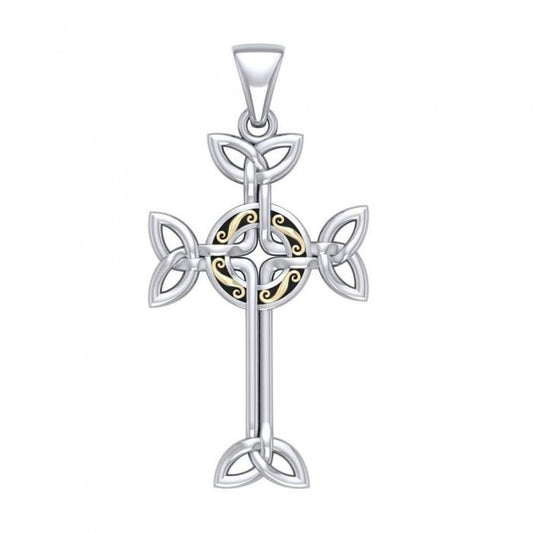 Celtic Cross Silver & 18K Gold Plated Pendant MPD1819
