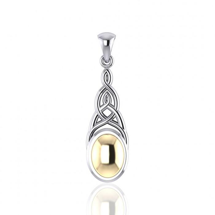 Danu Celtic Trinity Knot Silver and 14k Gold Accent Pendant MPD3008