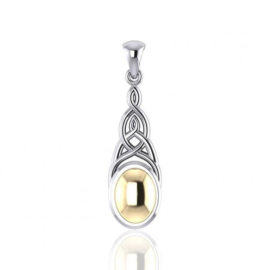 Danu Celtic Trinity Knot Silver and 14k Gold Accent Pendant MPD3008