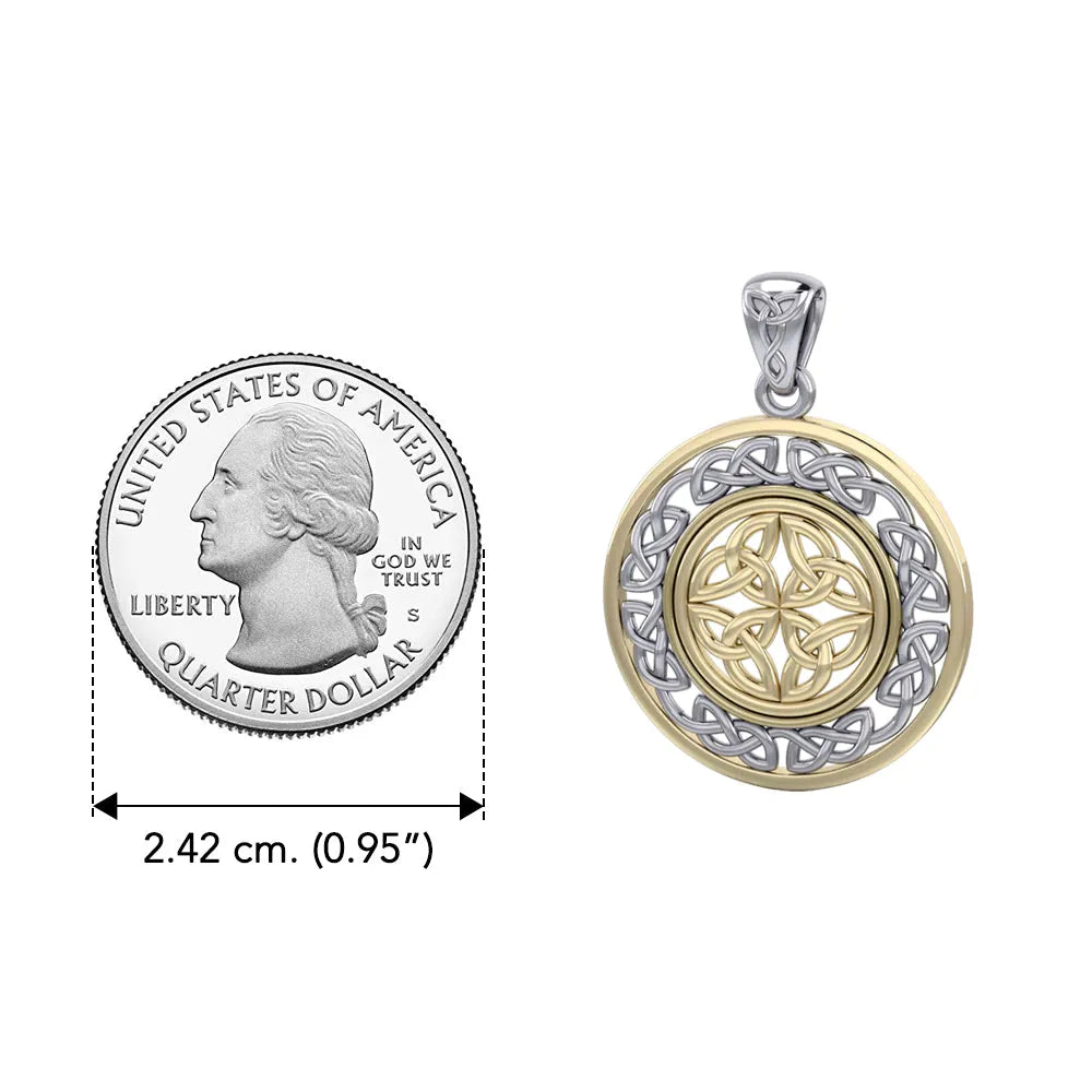 Celtic Knotwork Sterling Silver Pendant Jewelry with 14K Gold accent MPD3035