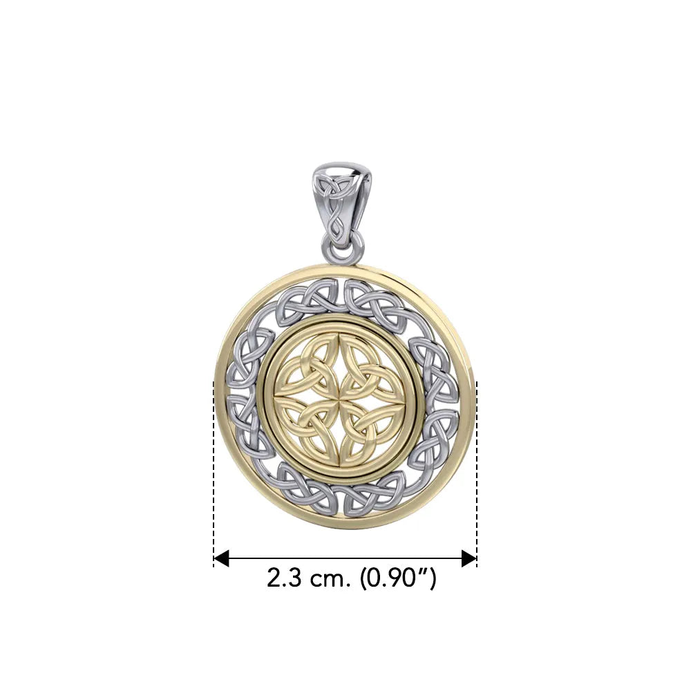 Celtic Knotwork Sterling Silver Pendant Jewelry with 14K Gold accent MPD3035