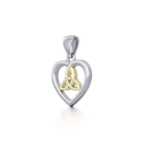 Celtic Trinity Heart Silver and 14K Gold Accent Pendant MPD3562