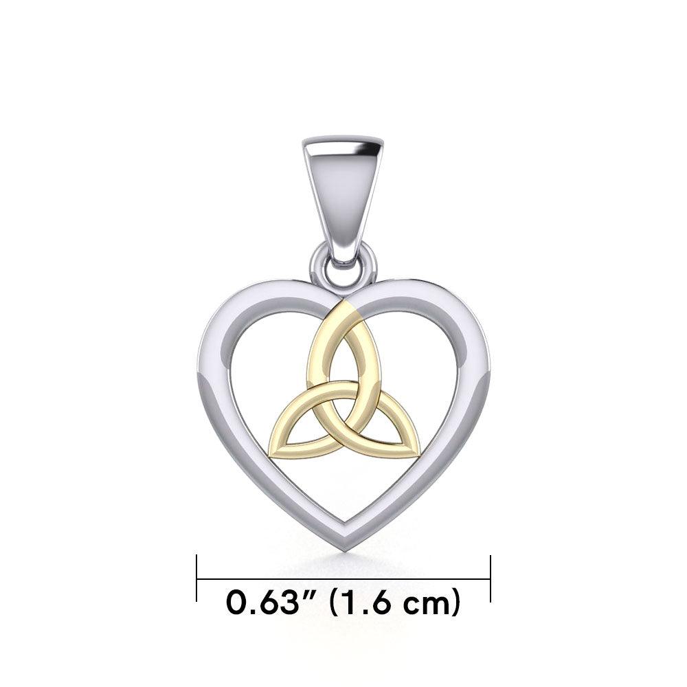 Celtic Trinity Heart Silver and 14K Gold Accent Pendant MPD3562