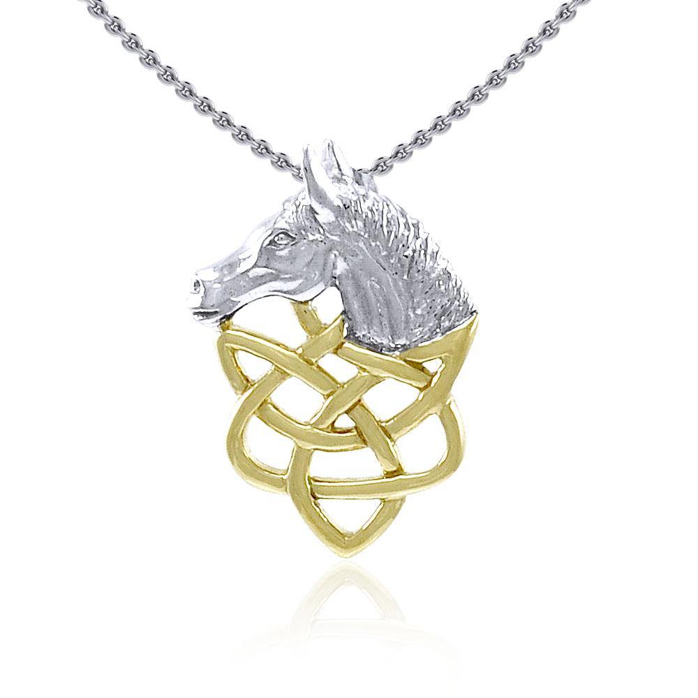 Celtic Horse Gold Accent Pendant MPD360