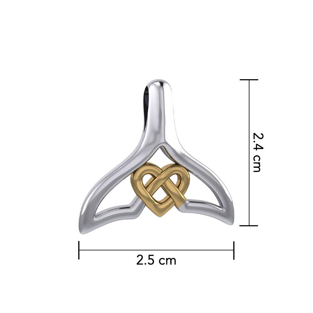 Whale Tail and Celtic Heart Silver with 14K Gold Accent Pendant MPD6050