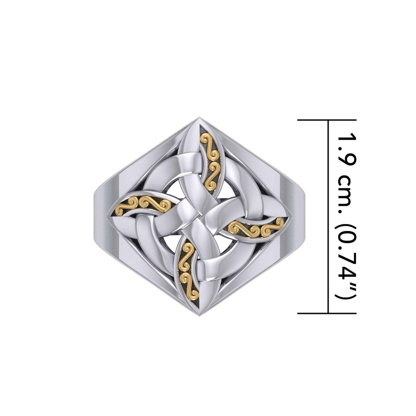 Celtic Four-Point Sterling Silver Ring with 14K Gold accent MRI655