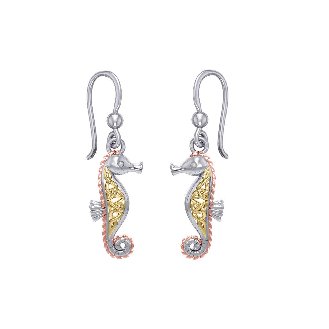 Celtic Knots Seahorse Three Tone Earrings OER033