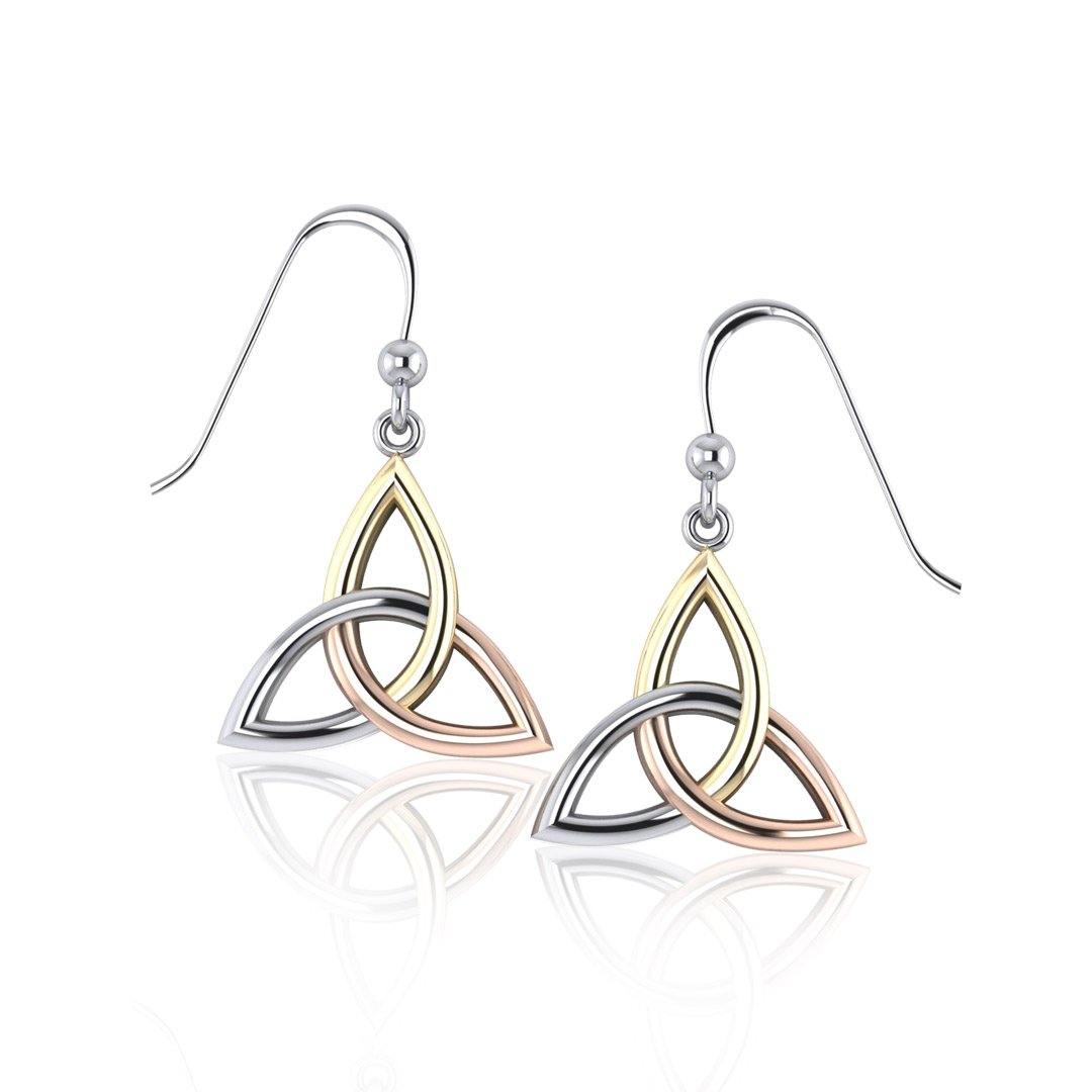Celtic Knotwork Triquetra Three Tone Earrings OTE128