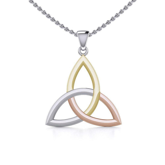 The unity of life’s triplicities ~ Celtic Knotwork Trinity Sterling Silver Three Tone Pendant Jewelry OTP085
