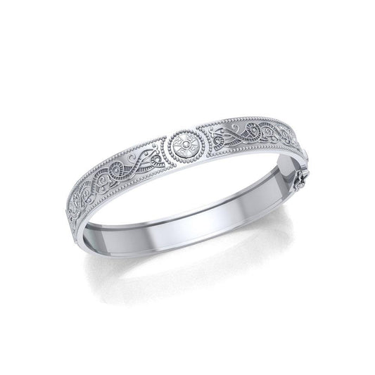 Small Silver Celtic Bangle with open lock TBA212