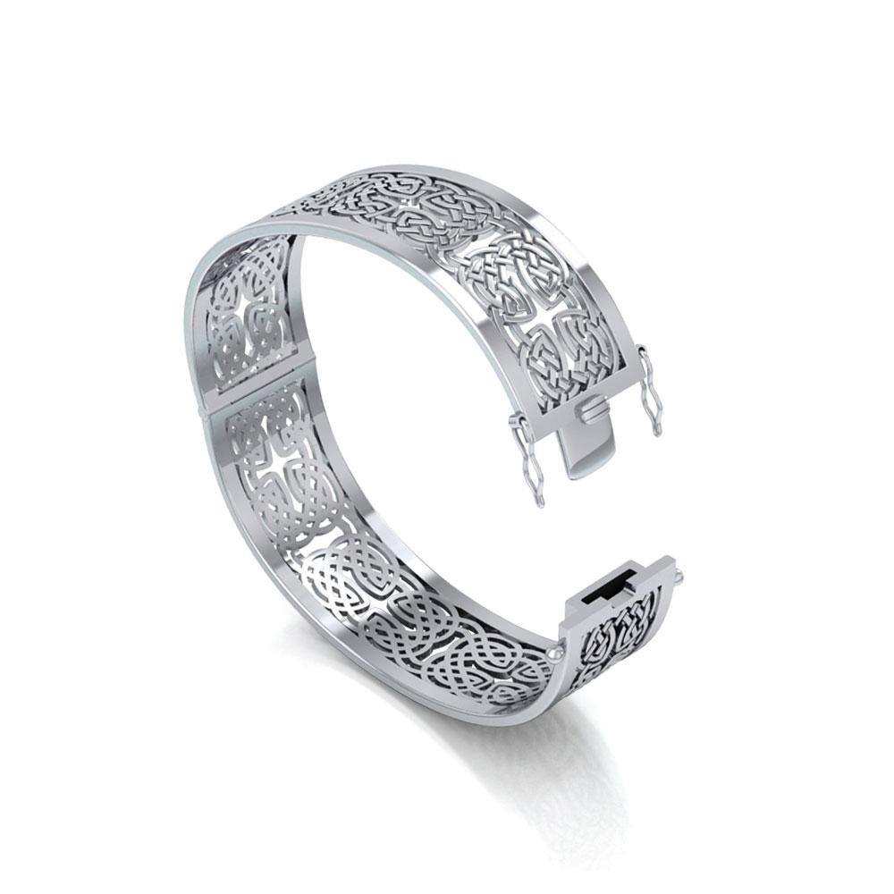 Large Silver Elegance Hollow Celtic Knot Bangle with open lock TBA214