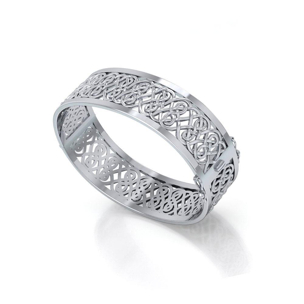 Large Silver Hollow Celtic Knot  Bangle with open lock TBA216