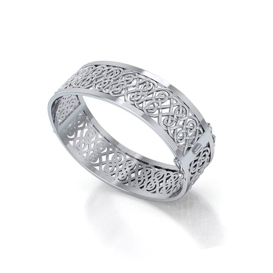 Large Silver Hollow Celtic Knot  Bangle with open lock TBA216