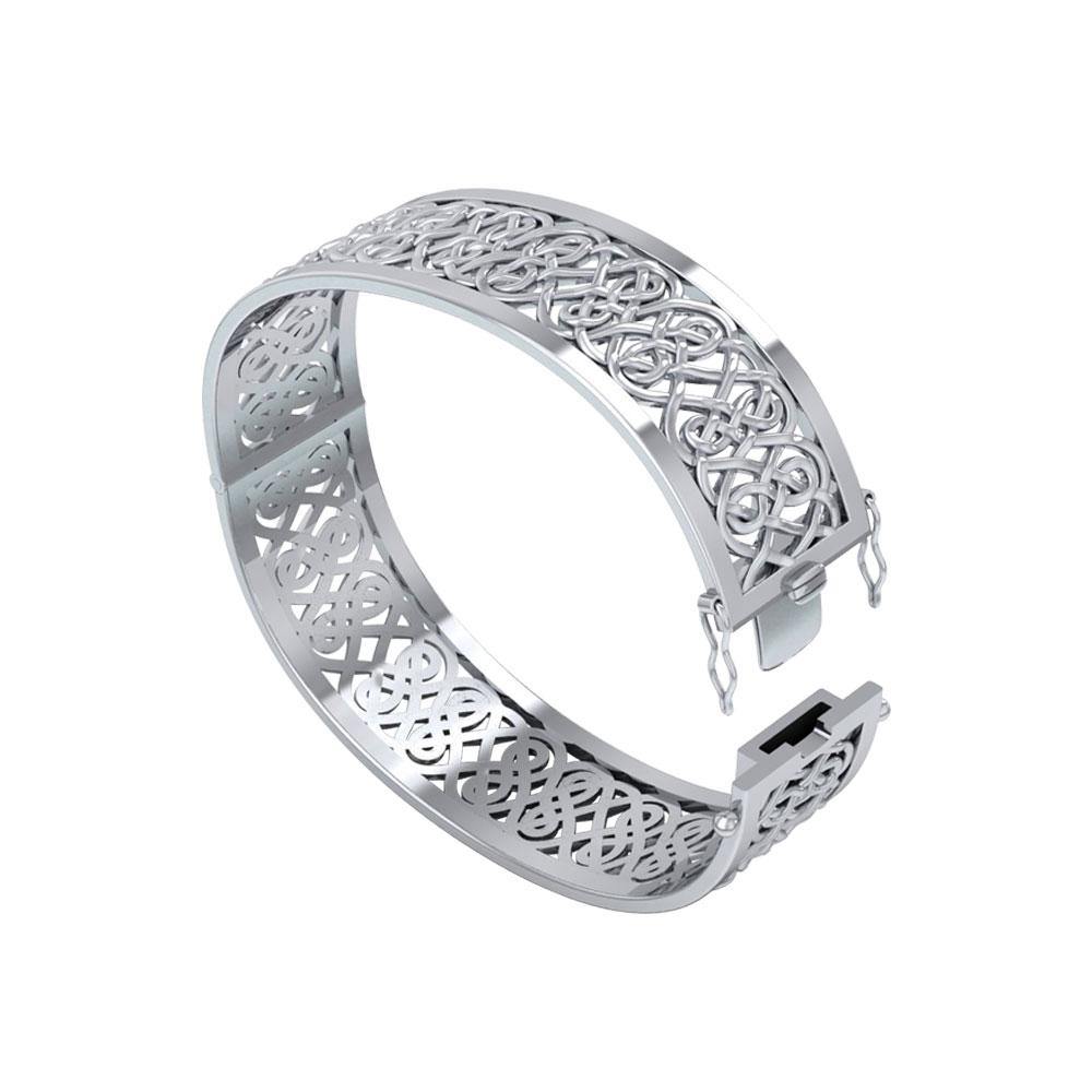 Large Silver Hollow Celtic Knot  Bangle with open lock TBA216