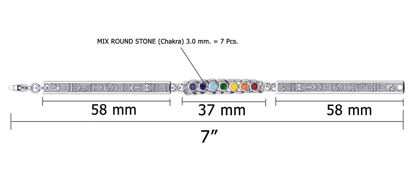 Celtic Silver Bracelet with Chakra Gemstones and Astrology Symbols TBA286
