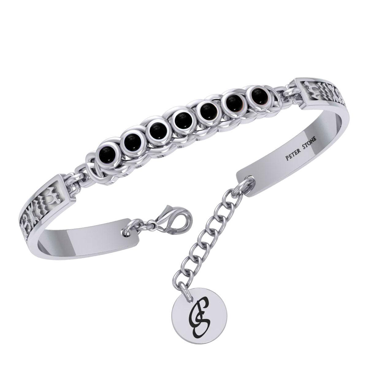 Celtic Silver Bracelet with Chakra Gemstones and Astrology Symbols TBA286