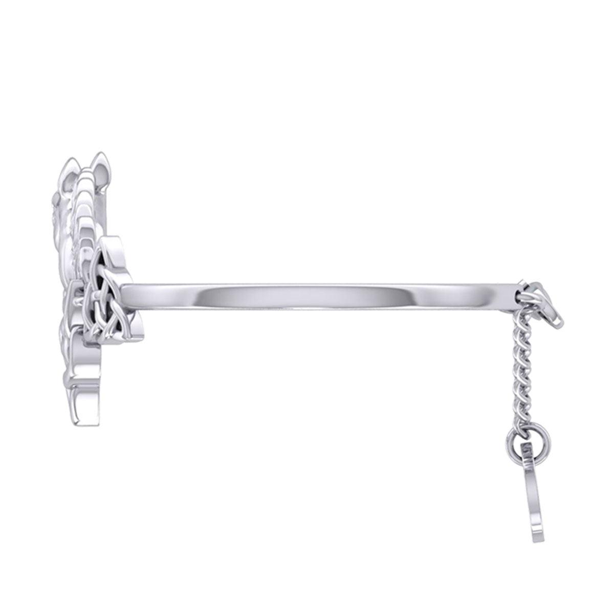 Triquetra and Celtic Horse Silver Cuff Bracelet TBA288