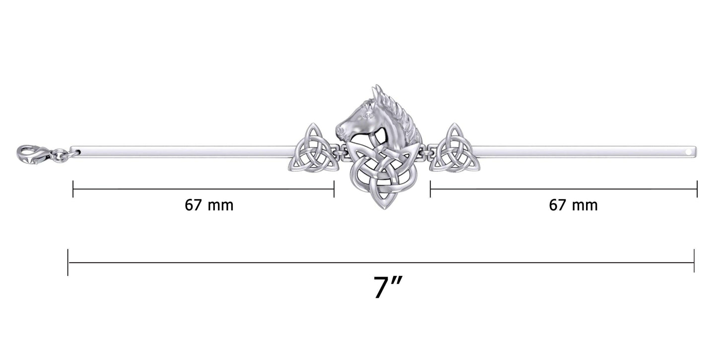 Triquetra and Celtic Horse Silver Cuff Bracelet TBA288