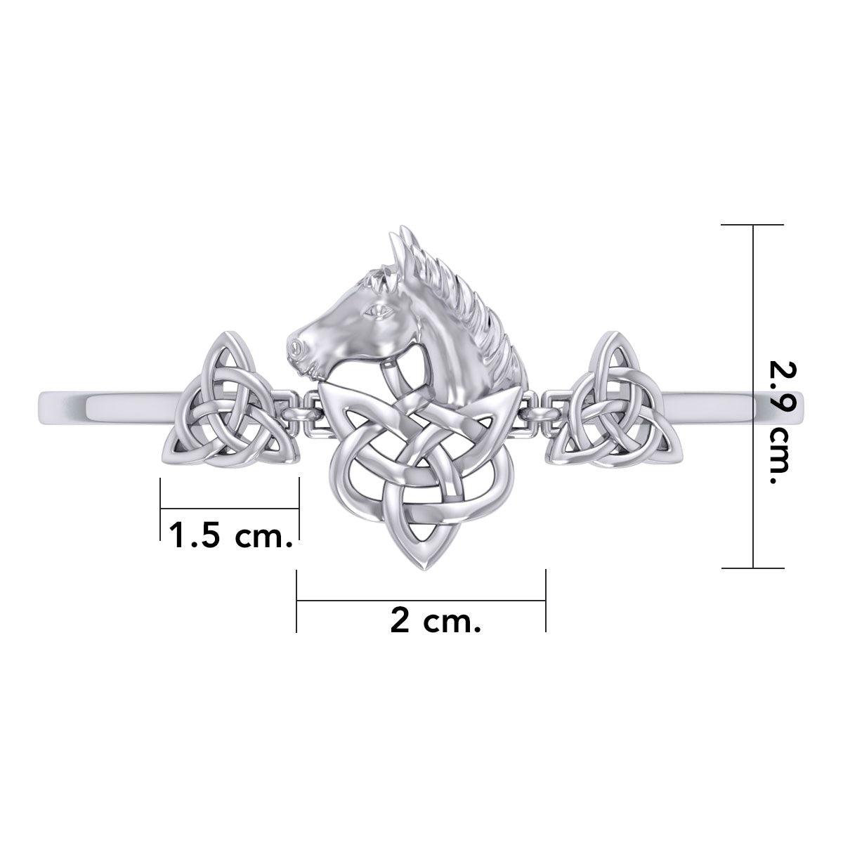 Triquetra and Celtic Horse Silver Cuff Bracelet TBA288