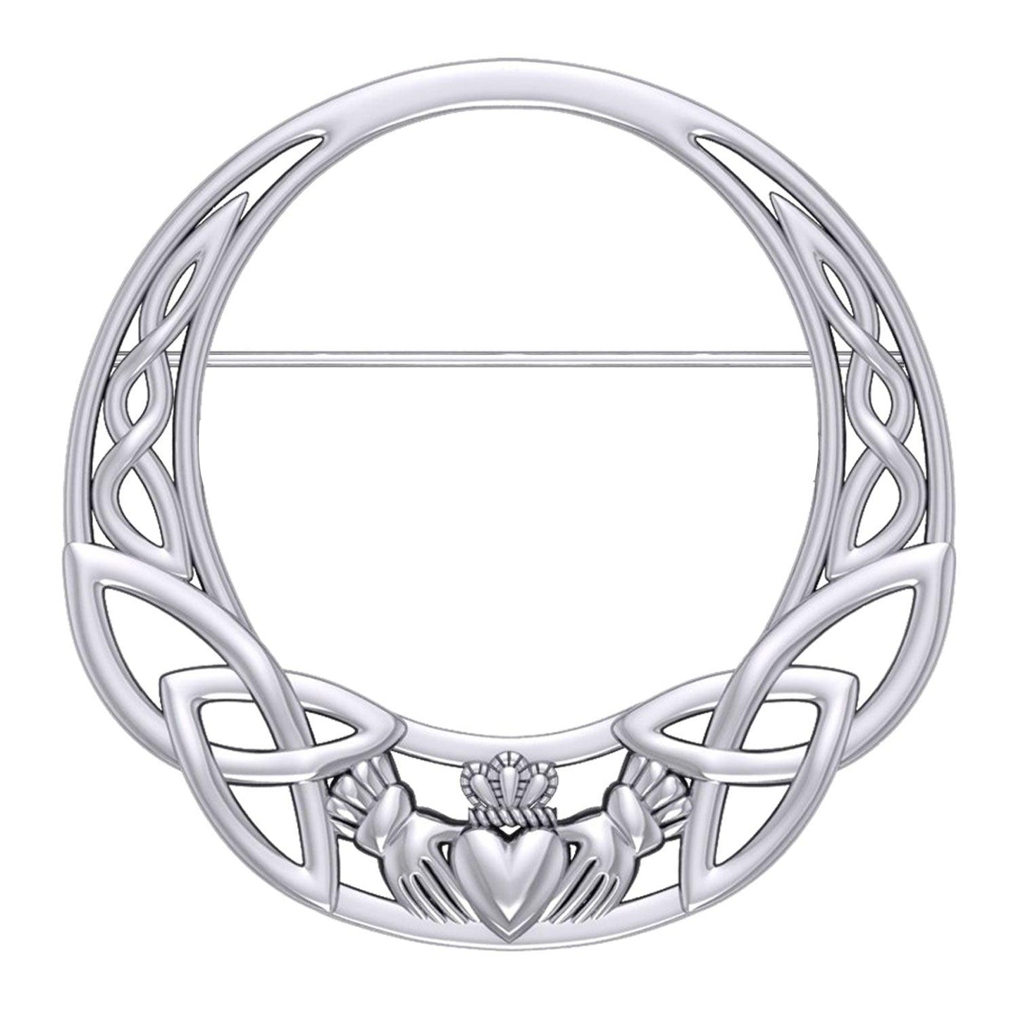 Celtic Claddagh Heritage: Sterling Silver Brooch by Peter Stone Jewelry - Traditional Irish Symbolism TBC168