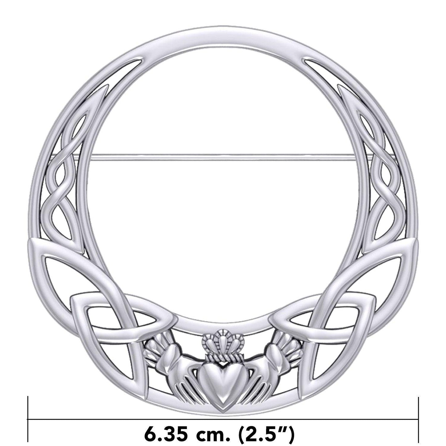 Celtic Claddagh Heritage: Sterling Silver Brooch by Peter Stone Jewelry - Traditional Irish Symbolism TBC168