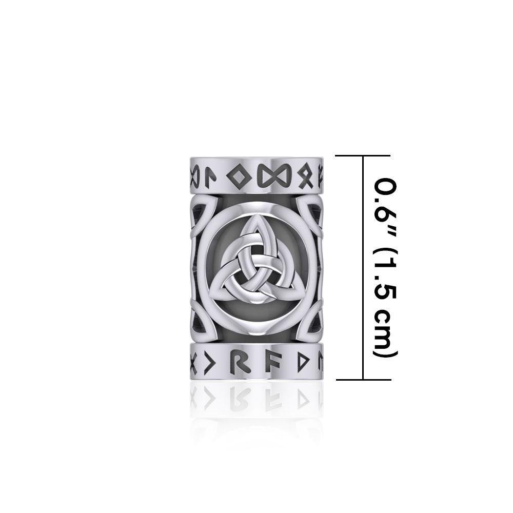 Triquetra in Circle with Rune Symbol and Celtic Silver Bead TBD367