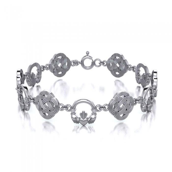 Celtic Knotwork & Claddagh Sterling Silver Bracelet TBG243