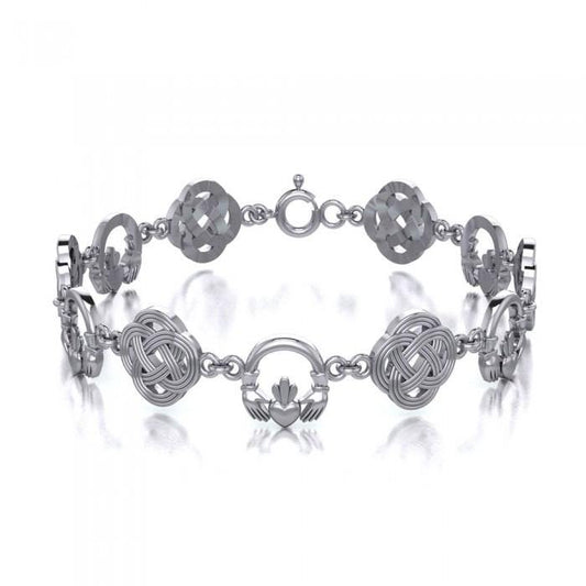Celtic Knotwork & Claddagh Sterling Silver Bracelet TBG243