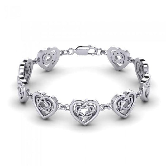 Celtic Knotwork and Hearts Sterling Silver Bracelet TBG737