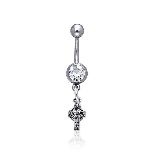 Celtic Cross & Gem Belly Button Ring TBJ012