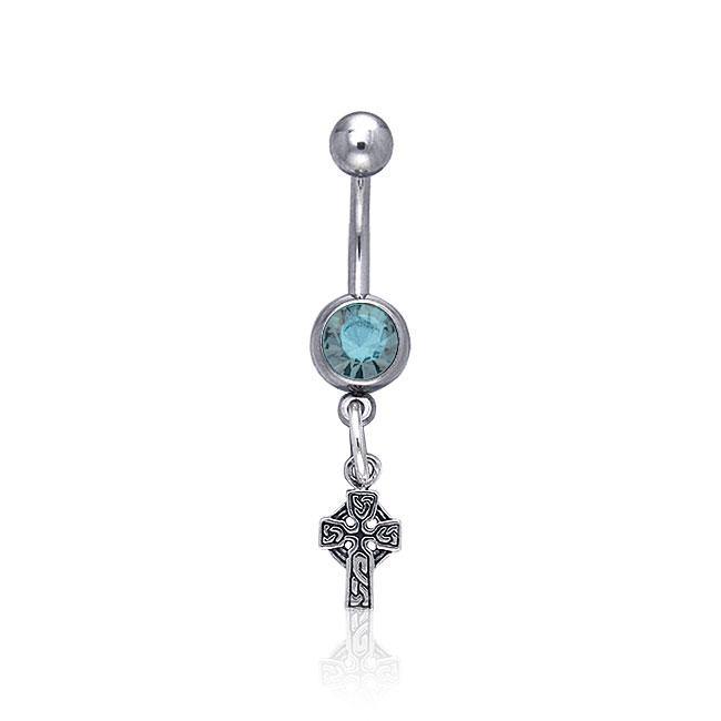 Celtic Cross & Gem Belly Button Ring TBJ012