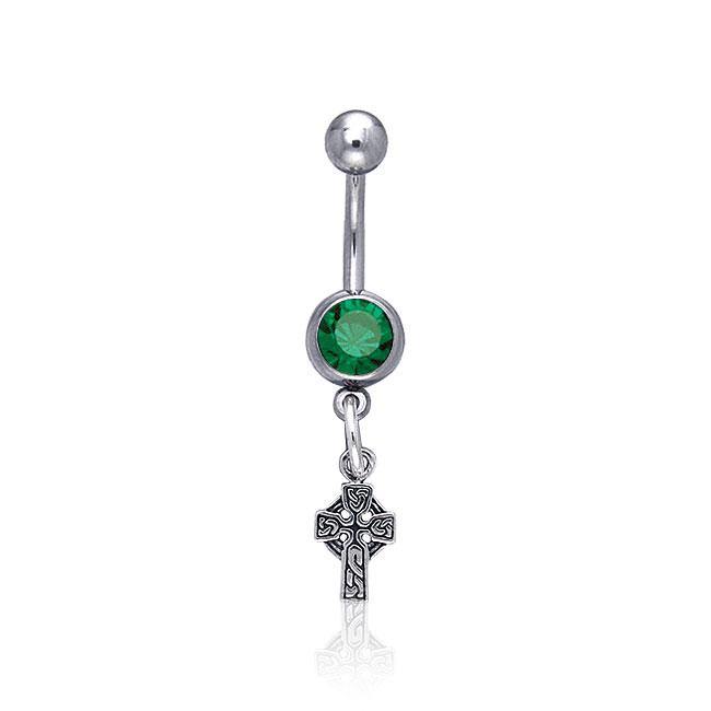 Celtic Cross & Gem Belly Button Ring TBJ012