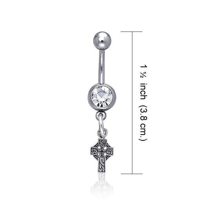 Celtic Cross & Gem Belly Button Ring TBJ012