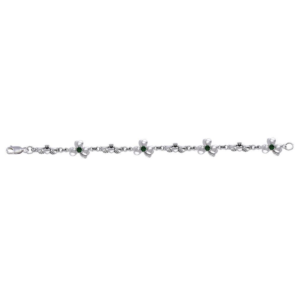 Celtic Irish Claddagh Link  Sterling Silver Bracelet TBL085